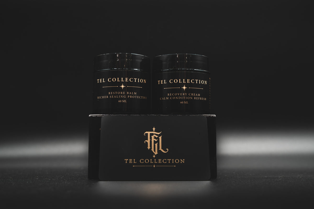 The Ritual Duo — both jars on the retail box with the TEL Collection metal card